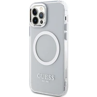 Guess Metal Outline MagSafe viedtālruņa apvalks iPhone 12 / iPhone 12 Pro – sudrabains