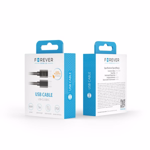 Forever kabelis USB-C - USB-C 1,0 m 60W melns