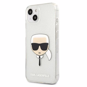 Karl Lagerfeld Glitter Karl's Head чехол для iPhone 13 mini - серебряный