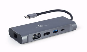 Gembird A-CM-COMBO7-01 klēpjdatora doks/portu replikators USB 3.2 Gen 1 (3.1 Gen 1) Type-A pelēks