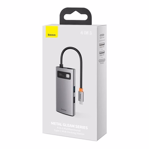 Centrmezgls 4in1 Baseus Metal Gleam Series, USB-C uz USB 3.0 + USB 2.0 + HDMI + USB-C PD