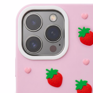 Zemeņu maciņš iPhone 12 / 12 Pro 6,1" rozā