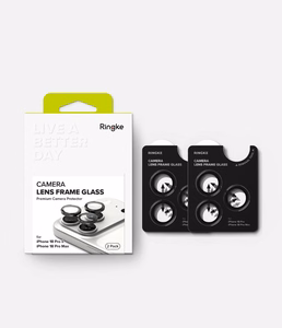 Ringke 2 rūdītu kameras rāmja aizsargstiklu komplekts, paredzēts iPhone 18 Pro / Pro Max, melns