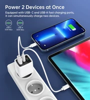 Choetech PD6052 USB-C USB-A PD 35W GaN sienas lādētājs ar ekrānu - balts