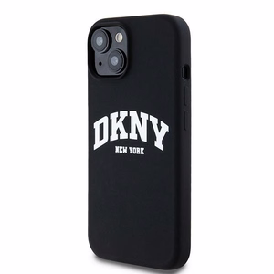 DKNY Liquid Silicone White Printed Logo MagSafe Viedtālruņa apvalks iPhone 14/15/13 - melns (m)
