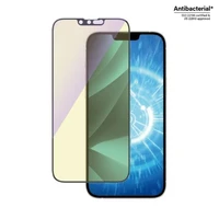 PanzerGlass īpaši plats antibakteriāls aizsargstikls ar zilās gaismas filtru un pozicionētāju iPhone 14 Plus / 13 Pro Max
