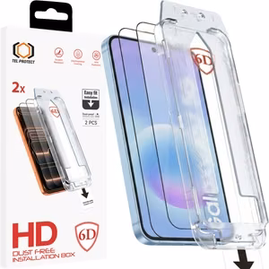 Tel Protect Dust-Free Easy Fit Full Glue 6D rūdīts stikls priekš Samsung Galaxy A56/A57 5G melns - 2 gab.
