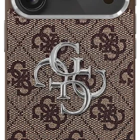 Guess 4G Big 4G Classic Logo viedtālruņa apvalks, paredzēts iPhone 17 – brūnā un sudraba krāsā
