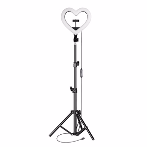 LED gredzenveida Stream RGB lampa 10" ar telefona turētāju HEART + statīvs JM26-10 melna