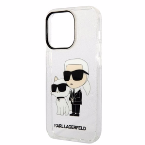 Karl Lagerfeld Glitter Karl&Choupette maciņš iPhone 14 Pro – caurspīdīgs