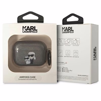 Karl Lagerfeld KLAPHNKCTGK Airpods Pro apvalks melns/melns Gliter Karl&Choupette