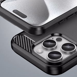Carbon viedtālruņa apvalks iPhone 16 Pro Max silikona apvalks - melns