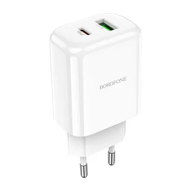 Borofone sienas lādētājs BN4 Potential - USB + Type C - QC 3.0 PD 2.0 20W balts