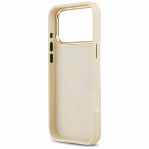 Guess Grained Strass Logo MagSafe чехол iPhone 17 Pro Max бежевый