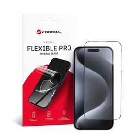 Forcell Flexible Nano Glass 5D aizsargstikls (m) priekš iPhone 15 Pro Max - melns (m)