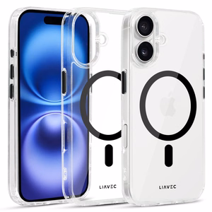 Liavec Spīdīgs Magnētiskais Caurspīdīgs viedtālruņa apvalks Iphone 16 melna