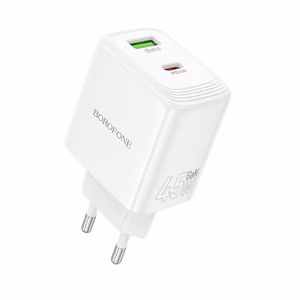 Borofone Wall charger BN30 Cargador GaN - USB + Type C - QC 3.0 PD 45W white