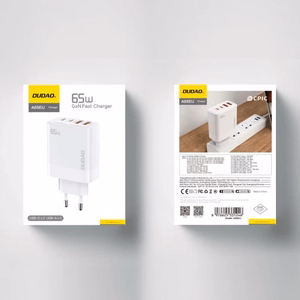 Lādētājs Dudao A65EU, balts, 65W (2xPD-C / 2xQC3.0)