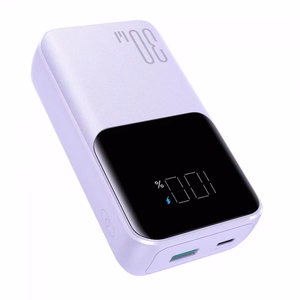 Portatīvais lādētājs Joyroom JR-PBC07 violets 20000mAh 30W (PD / QC3.0) + iebūvēti Type-C / Lightning kabeļi