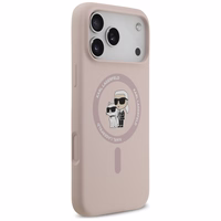 Karl Lagerfeld silikona Karl&Choupette gredzena magnētiskais viedtālruņa apvalks iPhone 17 Pro Max - rozā