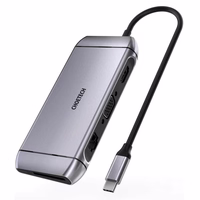 Choetech 9in1 daudzfunkcionāls USB Type C centrmezgls - 3x USB 3.2 Gen 1 / SD un TF atmiņas karšu lasītājs / HDMI 4K 30Hz / VGA Full HD 60Hz / USB Type C / RJ45 pelēks (HUB-M15 pelēks)