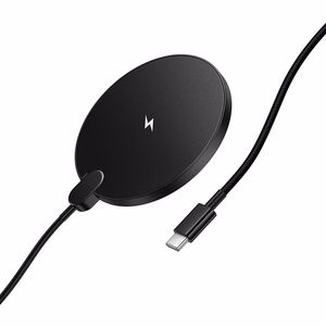 Bezvadu lādētājs Hoco 15W ar USB-C kabeli un digitālo indikatoru CW62 melna krāsa