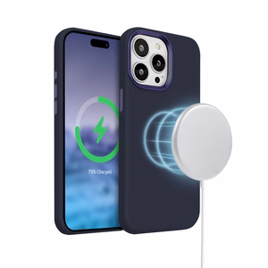 Crong Color Cover LUX Magnetic vāciņš ierīcei iPhone 15 Pro, saderīgs ar MagSafe, tumši zils