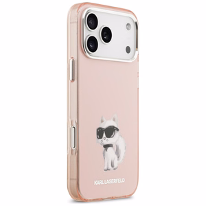 Karl Lagerfeld IML Aquarelle Choupette & Logo Magnētiskais viedtālruņa apvalks iPhone 17 Pro Max - rozā