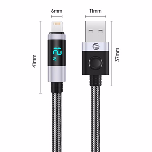 Orico LDA2L USB-A–Lightning, 12 W kabelis ar LED displeju, 0,5 m – melns ar sudraba krāsu