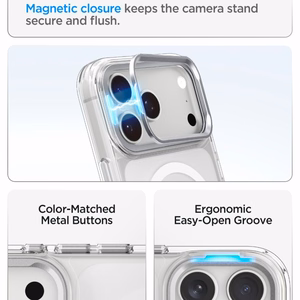 Spigen Ultra Hybrid Optik S MagSafe maciņš iPhone 18 Pro Max / 17 Pro Max, caurspīdīgs sudrabains
