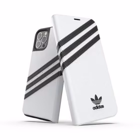Adidas OR grāmatu apvalks PU iPhone 12 / 12 Pro 6.1" - balta un melna