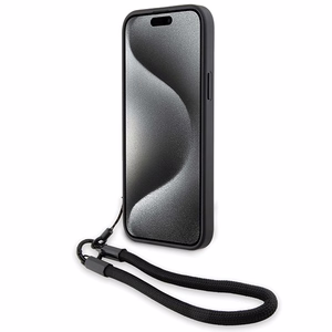 BMW paraksta ādas vārdu siksna viedtālruņa apvalks iPhone 15 / 14 / 13 - melns
