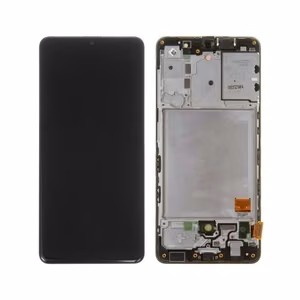 LCD displejs saderīgs ar Samsung A415 A41 melns ar rāmi HQ