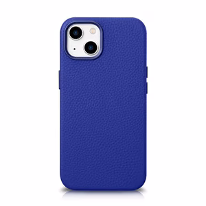 iCarer Litchi Premium ādas apvalks iPhone 14 Magnētiskais ādas apvalks ar MagSafe Tumši zils (WMI14220709-DB)