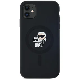 Karl Lagerfeld Silikona Karl&Choupette Magnētiskais viedtālruņa apvalks iPhone 11 / Xr - melns