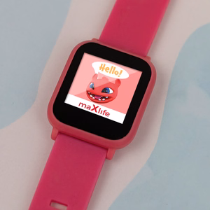 Gudrais pulkstenis bērniem Maxlife Smartwatch Kids MXSW-200 rozā krāsā