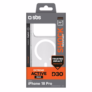 SBS D3O Active maciņš modelim iPhone 18 Pro / 17 Pro, saderīgs ar MagSafe – caurspīdīgs