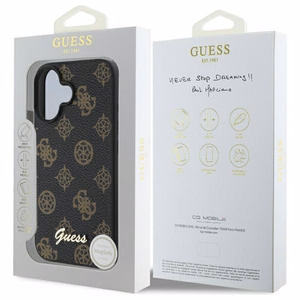 Guess peonijas skripts magnētiskais viedtālruņa apvalks iPhone 16 - melns