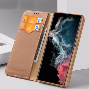 Dux Ducis Hivo viedtālruņa apvalks Samsung Galaxy S23+ atverams apvalks ar maku un RFID aizsardzību brūns