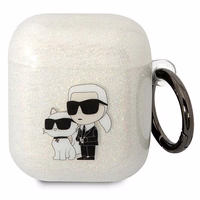 Karl Lagerfeld KLA2HNKCTGT Airpods 1/2 apvalks caurspīdīgs Gliter Karl&Choupette