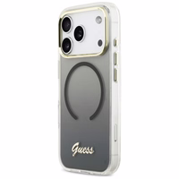 Guess IML Gradient Script Metal MagSafe Maciņš for iPhone 17 Pro Max - melns