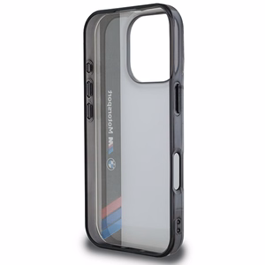 BMW Motosport IML vertikālā svītra iPhone 16 Pro apvalks - pelēks