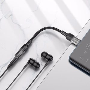 adapteris AUX USB C do Jack 3,5 mm Hoco 0,15 m LS37 transparentny melns