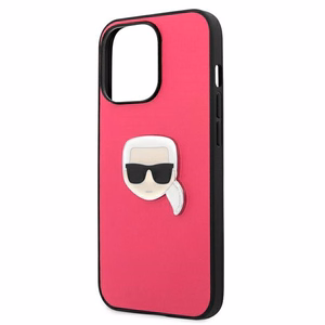Karl Lagerfeld Leather Ikonik Karl's Head Metal чехол для iPhone 13 Pro / 13 6.1" - розовый