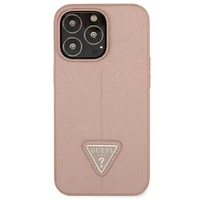 Guess GUHCP13LPSATLP iPhone 13 Pro / 13 6.1" rozā cietais apvalks SaffianoTriangle logotips