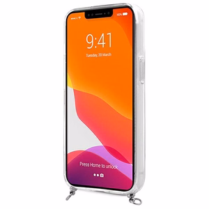 Guess GUHCP13SKC4GBSI iPhone 13 mini 5.4" Caurspīdīgs cietais apvalks 4G Pelēks Siksna Sudraba Ķēde