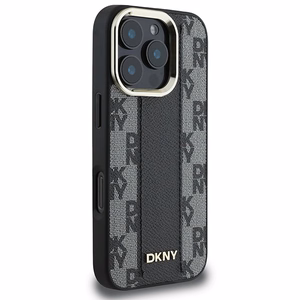 DKNY Rūtainais raksts magnētiskais iPhone 16 Pro viedtālruņa apvalks - melns