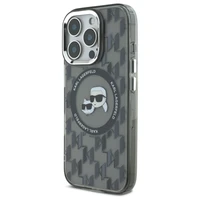 Karl Lagerfeld IML Monogramma Karl & Choupette Head Magnētiskais viedtālruņa apvalks iPhone 16 Pro - melns