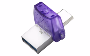 Kingston Technology DataTraveler microDuo 3C USB zibatmiņa 64 GB USB Type-A / USB Type-C 3.2 Gen 1 (3.1 Gen 1) violets, nerūsējošs tērauds
