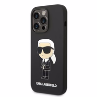 Karl Lagerfeld KLHMP14XSNIKB iPhone 14 Pro Max 6.7" cietais apvalks melns/melns Silikona Ikonik Magnētiskais